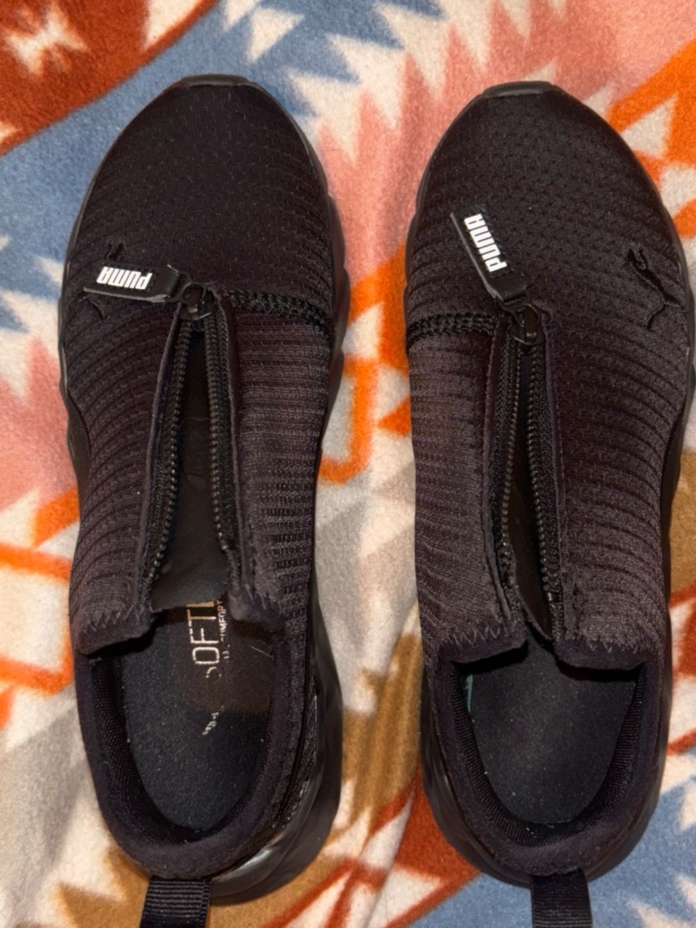 Puma Black Slip-On Knit Zipper Sneakers